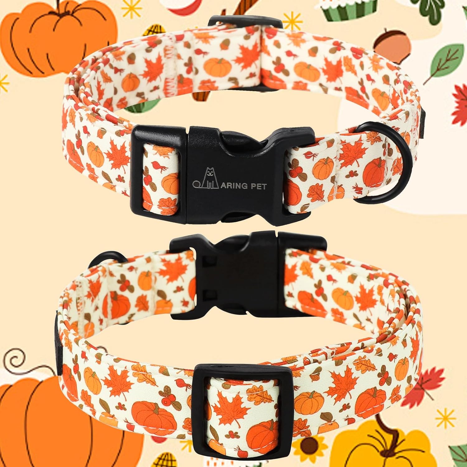 Fall Dog Collar-Cute Halloween Dog Collar for Small Dogs, Adjustable Pumpkin Pet Collars Puppy Collar with Quick Release Buckle for Girl&Boy Dogs