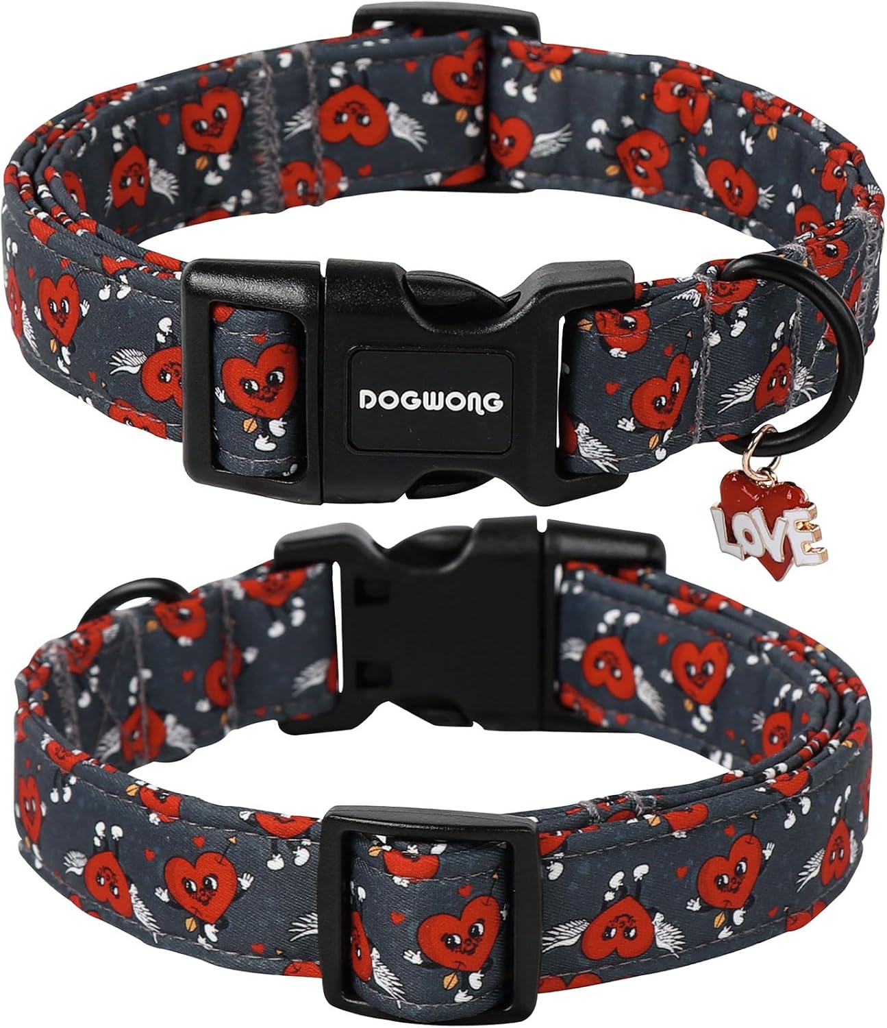 Valentine's Day Dog Collar, Cute Heart Dog Collars, Adjustable Valentine Red Heart Pet Collars Design Dog Collar with Quick Release Buckle for Puppy Girl Boy Female Dogs