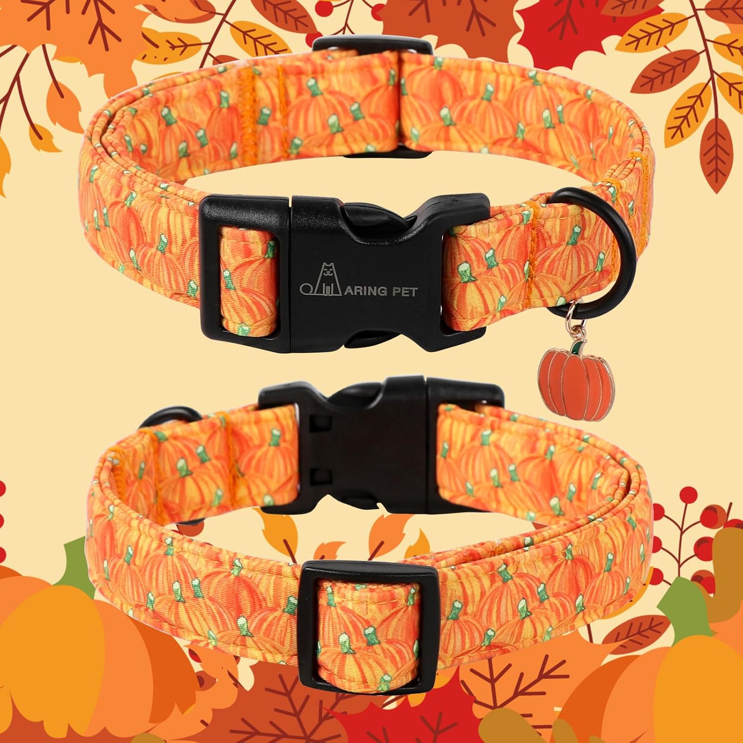Halloween Dog Collar-Cute Pumpkin Dog Collars, Adjustable Halloween Pumpkin Pet Collars Puppy Collar with Quick Release Buckle for Girl&Boy Dogs