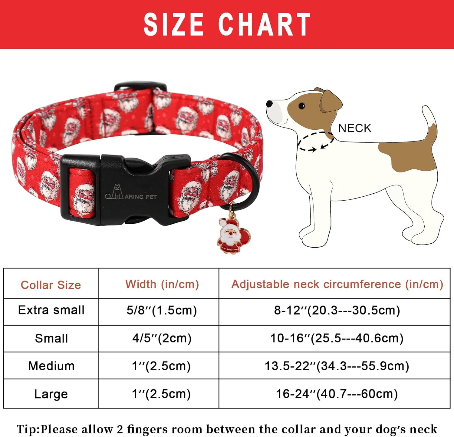 Christmas Dog Collar-Cute Red Santa Claus Dog Collars, Adjustable Christmas Pet Collars Puppy Collar with Quick Release Buckle for Girl&Boy Dogs