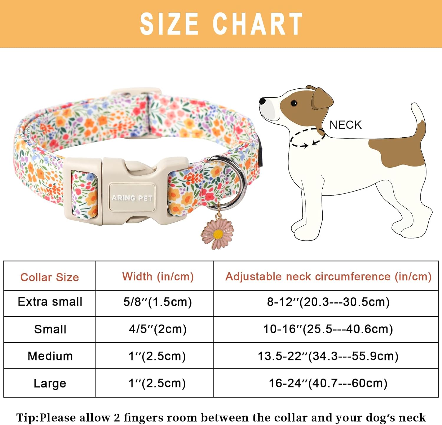 Summer Dog Collar-Cute Dog Collar for Small Dogs, Adjustable Cotton Floral Pet Collars Puppy Collar for Small Medium Large Dogs