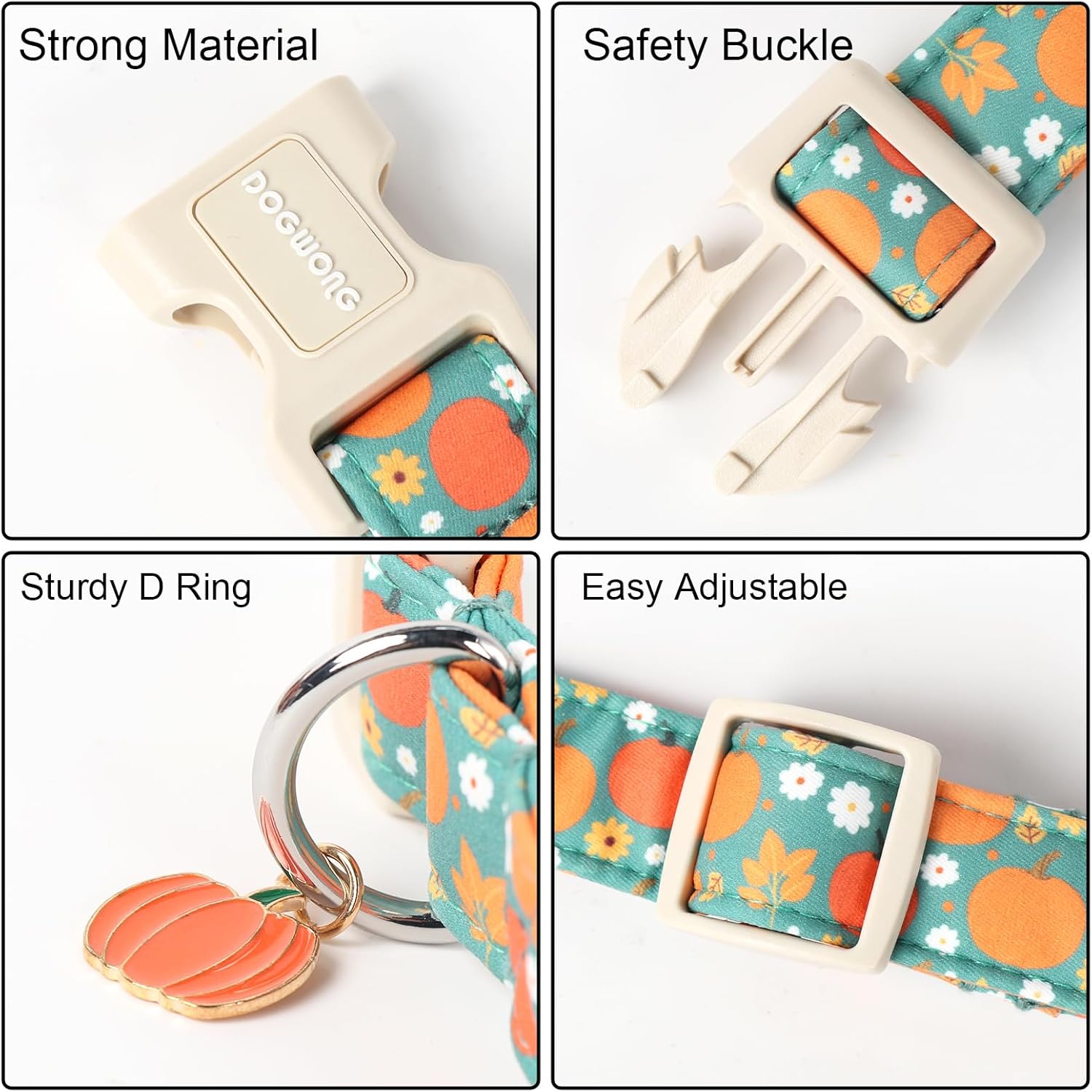 Fall Pumpkin Dog Collar- Cute Fall Holiday Dog Collars Adjustable Halloween Dog Collar for Small Medium Large Dogs