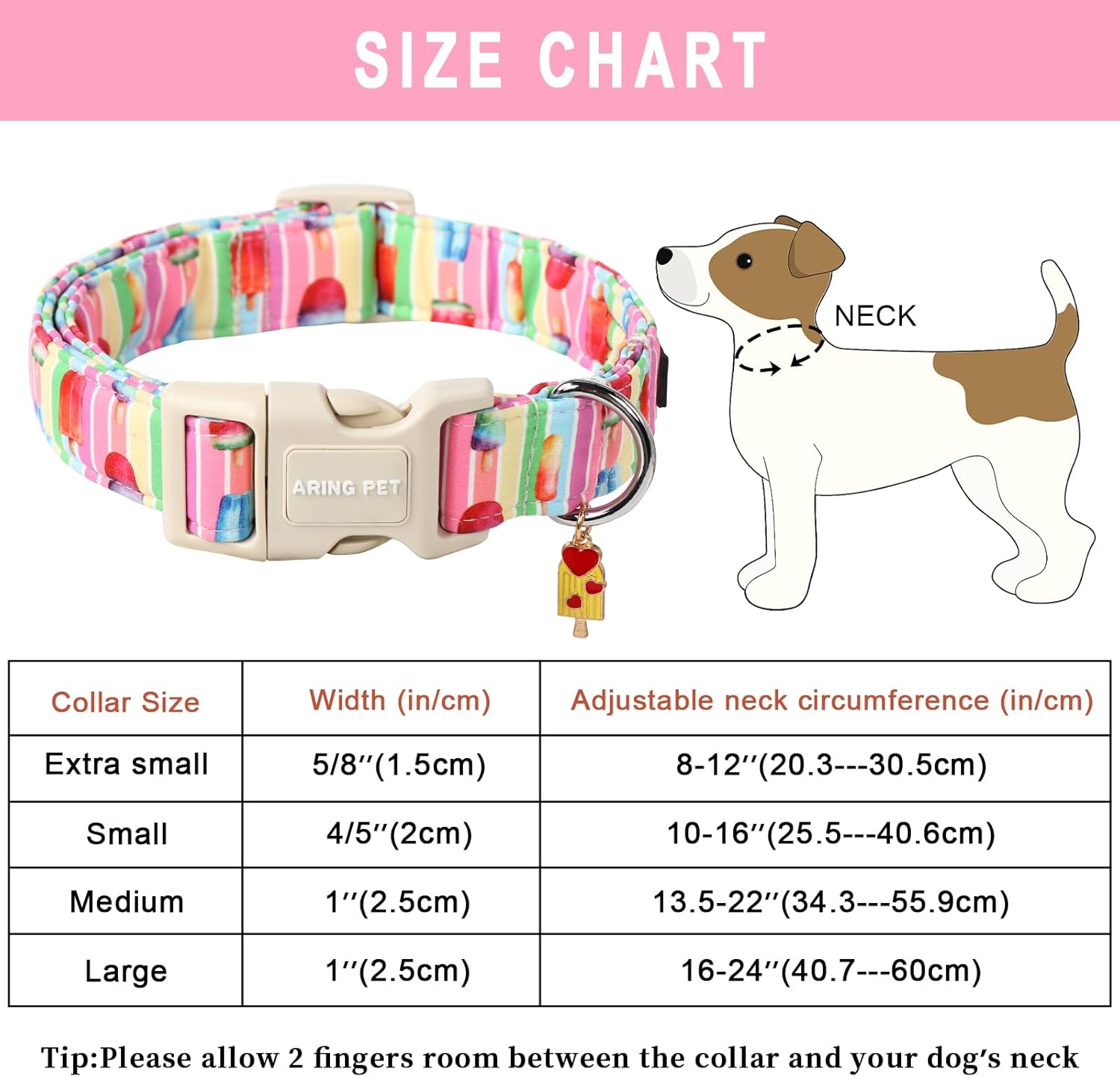 Summer Dog Collar-Cute Popsicle Dog Collar for Small Dogs, Adjustable Multicolor Ice Cream Pet Collars Puppy Collar for Small Medium Large Dogs