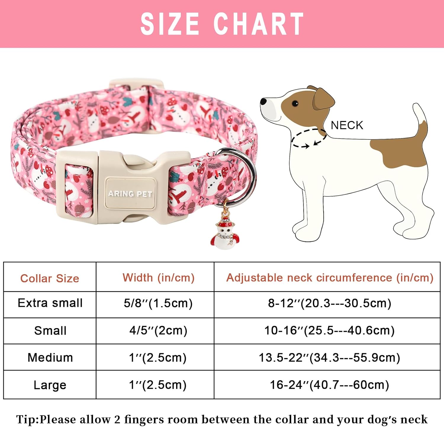 Christmas Dog Collar-Cute Pink Snowman Dog Collars, Adjustable Christmas Pet Collars Puppy Collar with Quick Release Buckle for Girl&Boy Dogs
