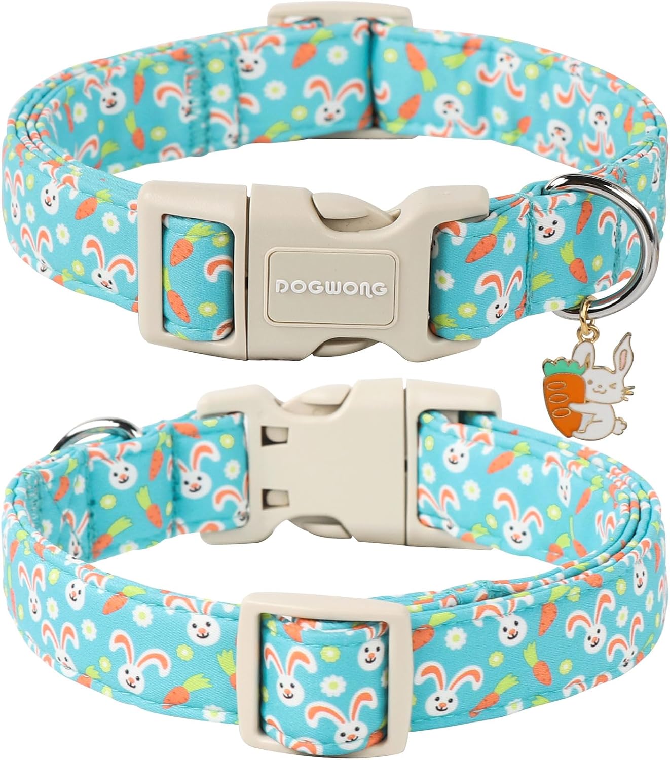 Easter Dog Collar, Cute Bunny Carrot Print Dog Collars Adjustable Easter Day Puppy Heart Dog Collar for Small Medium Large Dogs