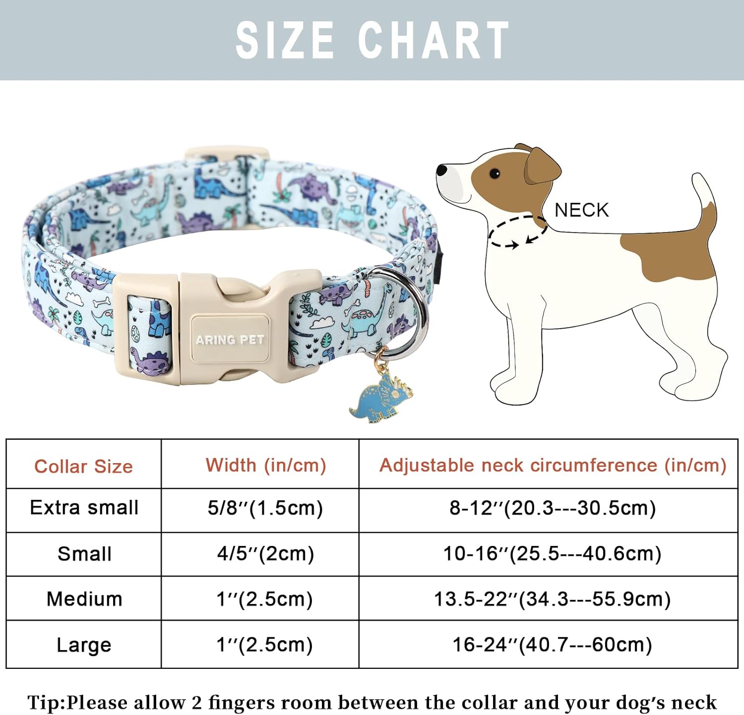 Dinosaur Dog Collar-Cute Dog Collar for Small Dogs, Adjustable Dinosaur Print Pet Collars Puppy Collar for Small Medium Large Dogs