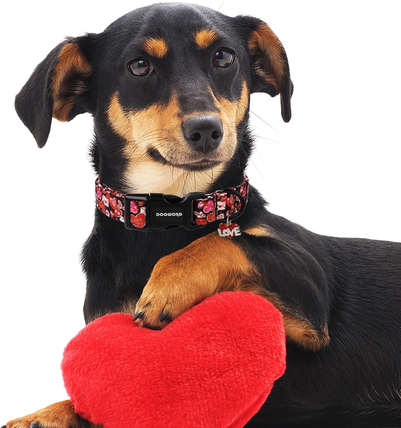 Valentine Dog Collar- Cute Red Heart Dog Collars Adjustable Durable Designer Valentine’s Day Dog Collar for Small Medium Large Dogs