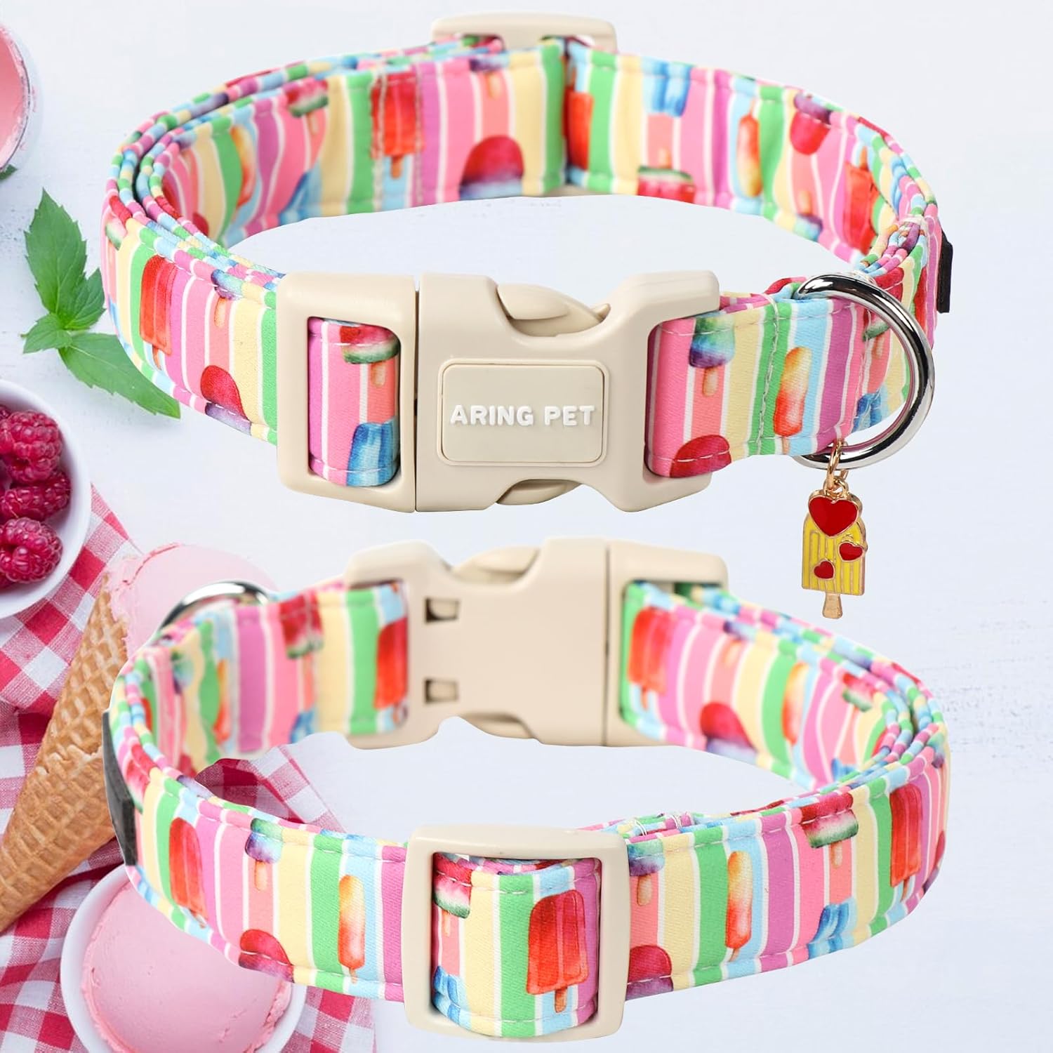 Summer Dog Collar-Cute Popsicle Dog Collar for Small Dogs, Adjustable Multicolor Ice Cream Pet Collars Puppy Collar for Small Medium Large Dogs