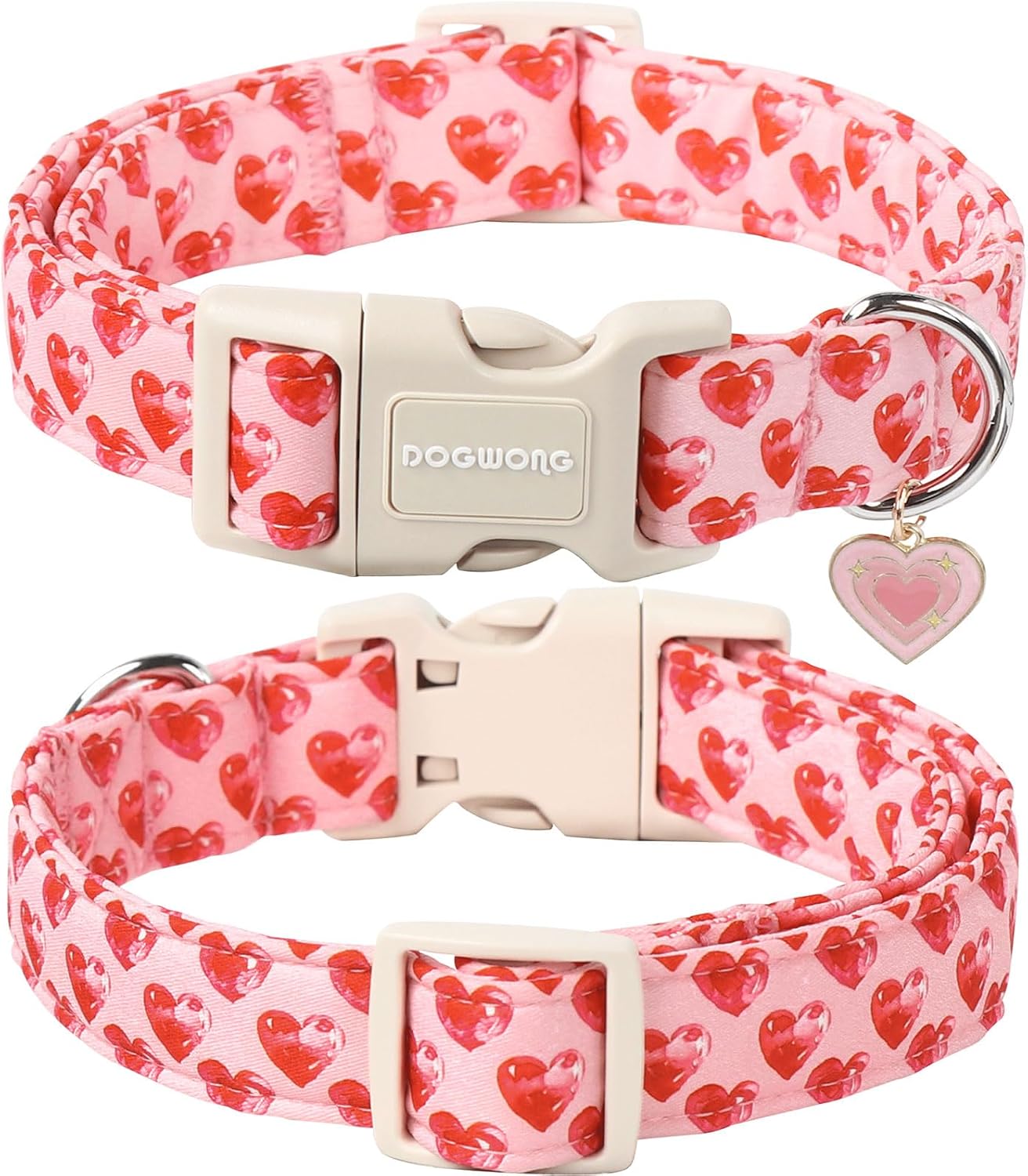 Valentine Dog Collar- Cute Pink Heart Dog Collars Adjustable Durable Designer Valentine’s Day Dog Collar for Small Medium Large Dogs