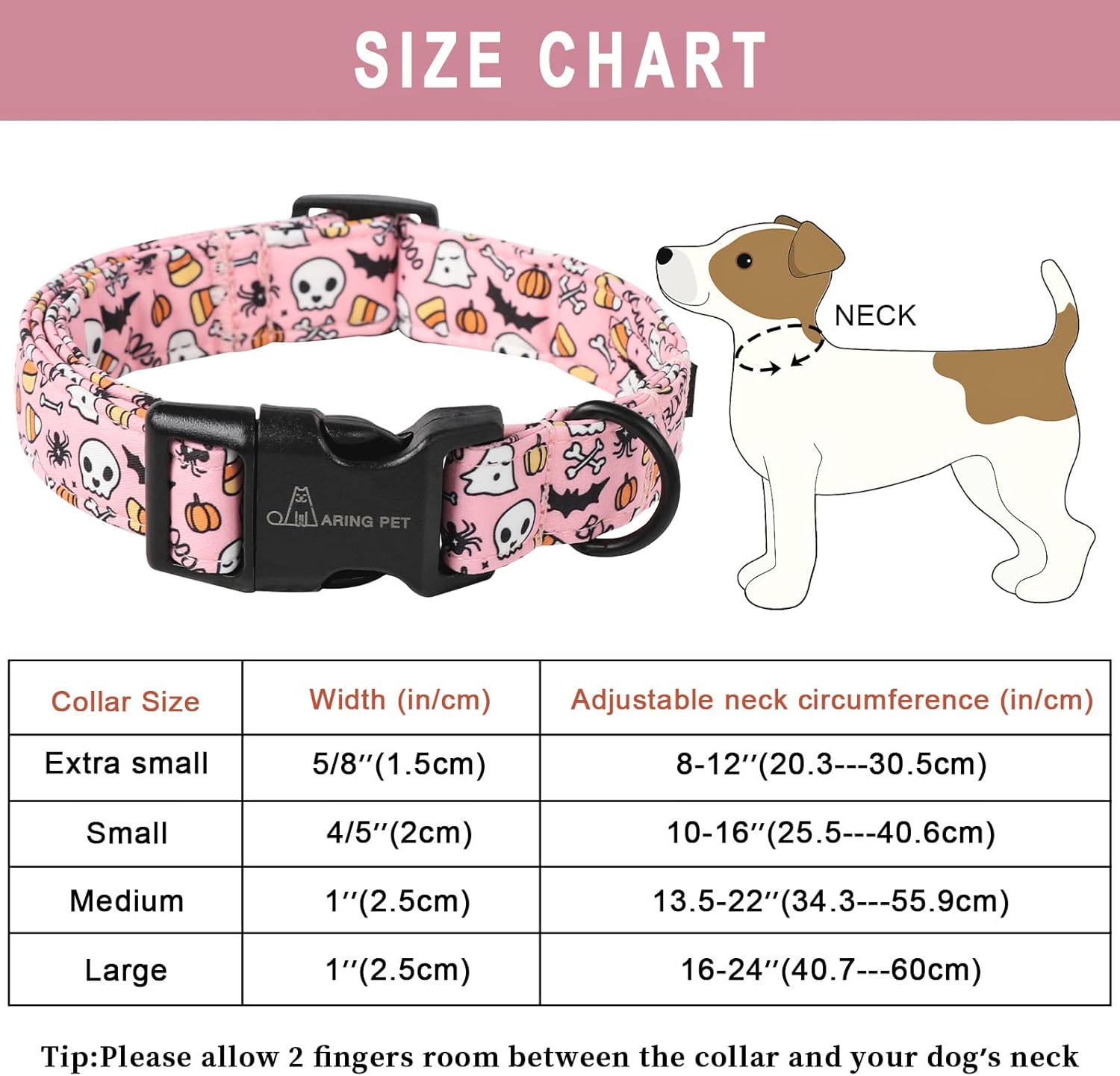 Halloween Dog Collar-Cute Pink Pumpkin Dog Collar, Adjustable Spider Bat Skull Print Pet Collars Puppy Collar with Quick Release Buckle for Girl&Boy Dogs