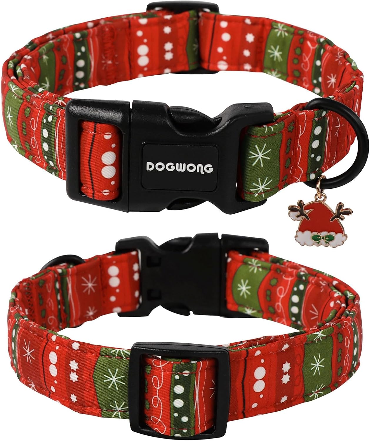 Christmas Dog Collar- Cute Red Christmas Strip Dog Collars Adjustable Designer Christmas Dog Collar for Small Medium Large Dogs