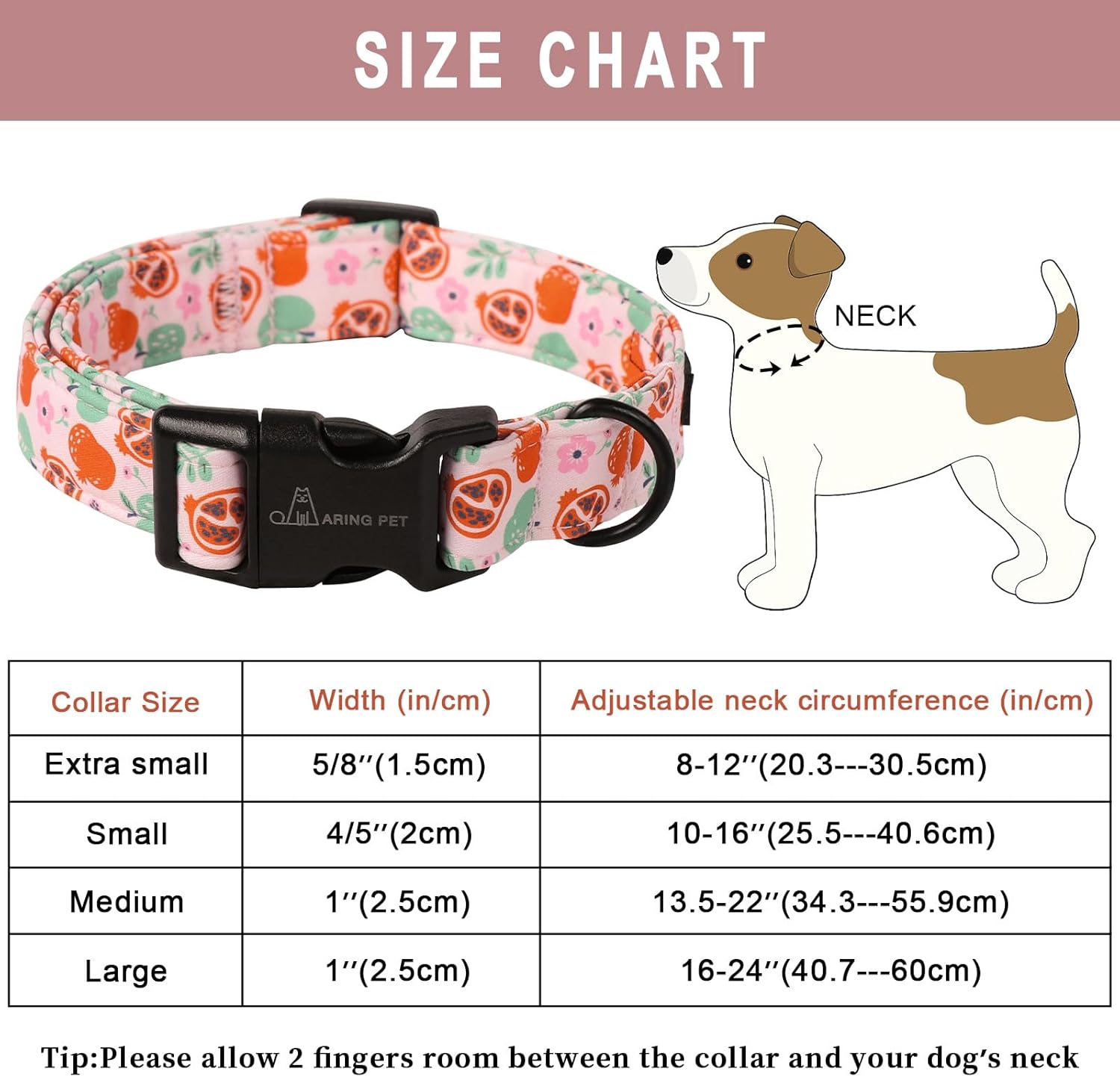 Fall Dog Collar-Cute Pink Small Dog Collar, Adjustable Pomegranate&Apple Print Pet Collars Puppy Collar with Quick Release Buckle for Girl&Boy Dogs