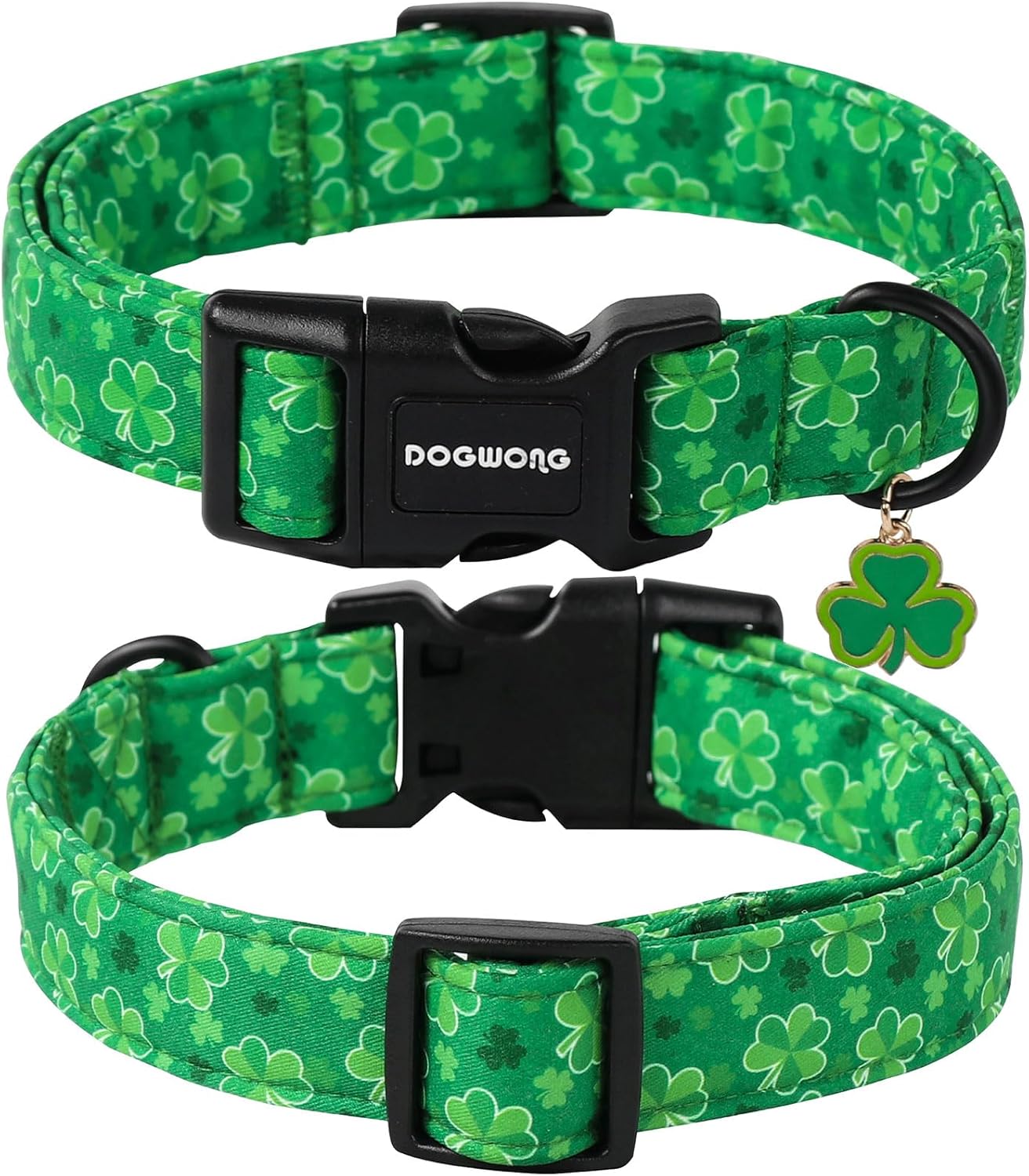 St. Patrick's Day Dog Collar, Cute Green Clover Dog Collars, Adjustable St. Patrick's Day Pet Collars Design Dog Collar with Quick Release Buckle for Boy Female Dogs