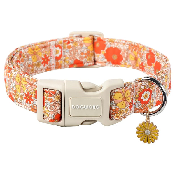 Fall Flower Dog Collar- Cute Flower Dog Collars Adjustable Floral Dog Collar for Girl Female Small Medium Large Dogs