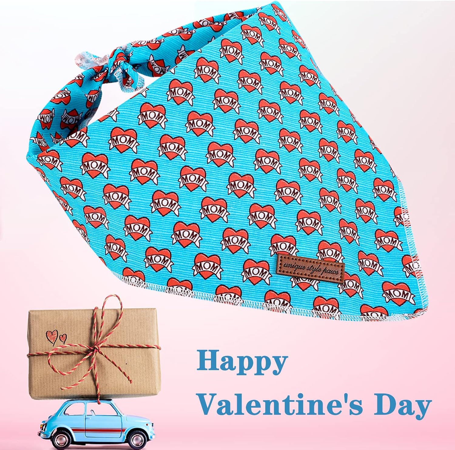 Valentine's Day Dog Bandanas Cotton Blue & Red Triangle Dog Scarfs for Small Medium Large & Boys Girls Dogs