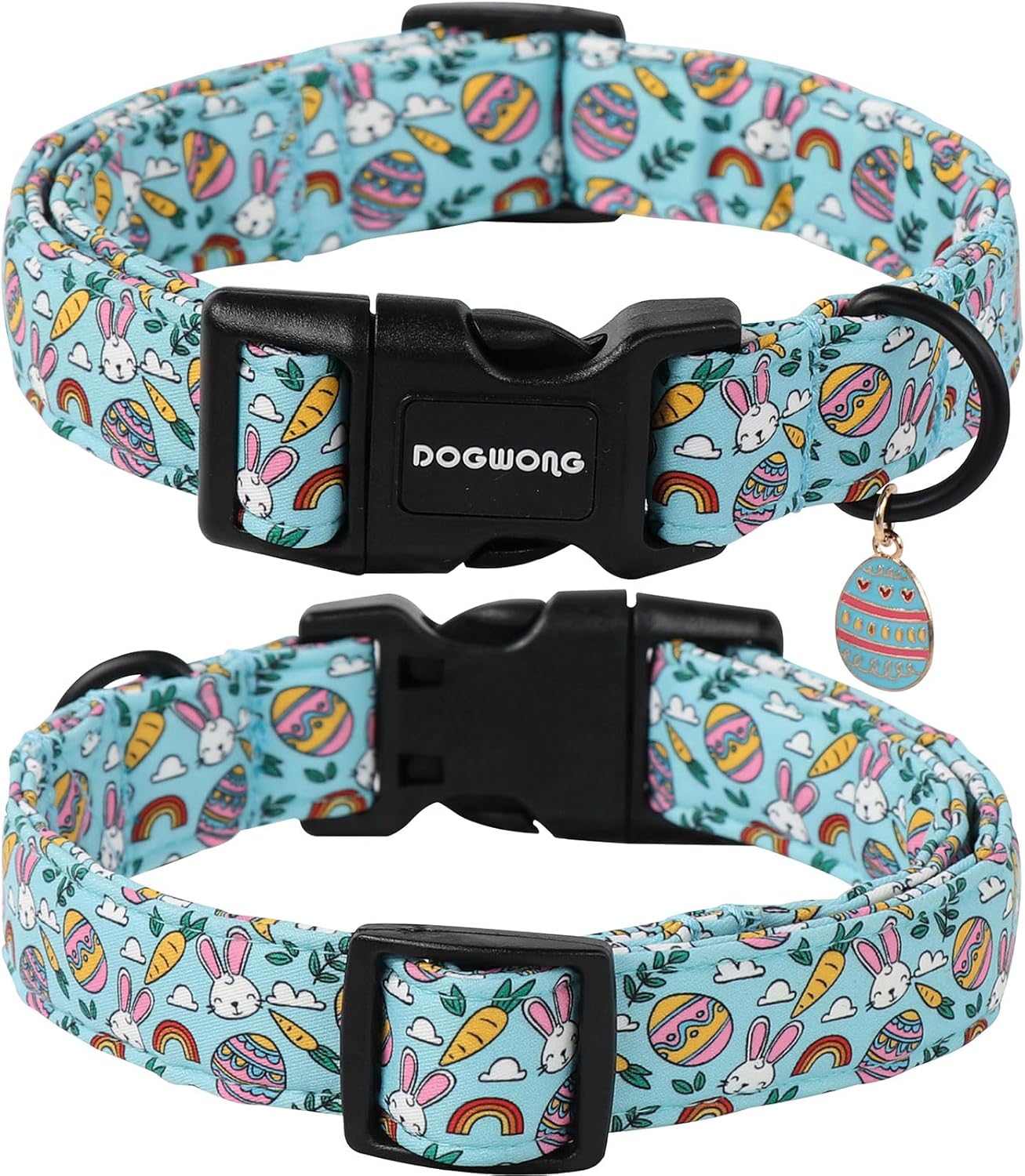 Easter Dog Collar- Cute Blue Babbit Egg Dog Collars Adjustable Designer Easter Day Puppy Heart Dog Collar for Small Medium Large Dogs