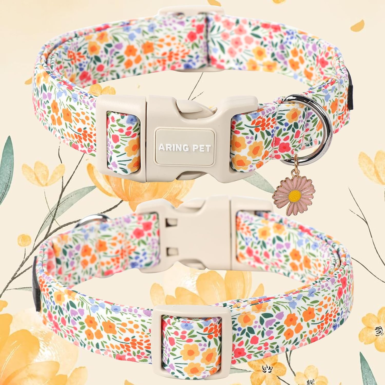 Summer Dog Collar-Cute Dog Collar for Small Dogs, Adjustable Cotton Floral Pet Collars Puppy Collar for Small Medium Large Dogs