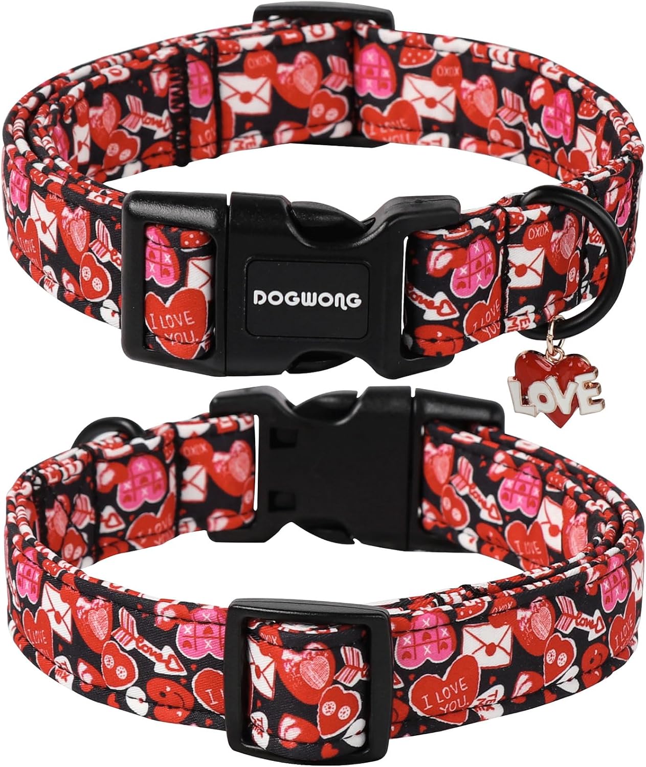 Valentine Dog Collar- Cute Red Heart Dog Collars Adjustable Durable Designer Valentine’s Day Dog Collar for Small Medium Large Dogs