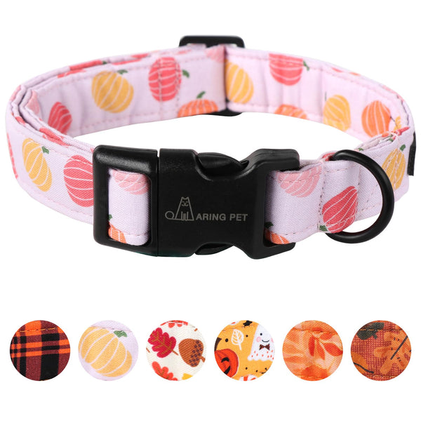 Halloween Dog Collar-Cute Pumpkin Dog Collar for Small Dogs, Cotton Pink Girl Dog Collars with Quick Release Buckle for Small Medium Large Dogs