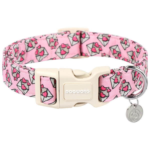Valentine's Day Dog Collar, Love Letter Dog Collar, Adjustable Durable Pink Heart Dog Collar Cute Dog Collar for Small Medium Large Dogs