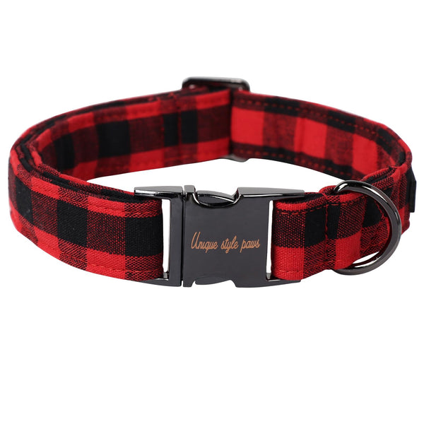 Christmas Dog Collar Metal Buckle Red Black Plaid Puppy Collar Gift Durable Cute Collar for Small Medium Large Boys Girls Dogs
