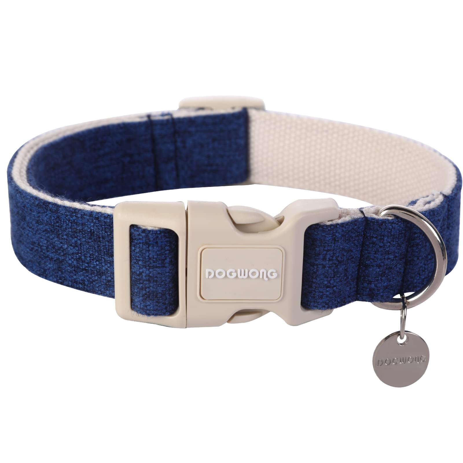 Cotton Hemp Dog Collar, Heavy-Duty Dog Collar Adjustable Soft Natural Fabric Pet Dog Collar Cute Wedding Puppy Necklace for Small Medium Large Dog