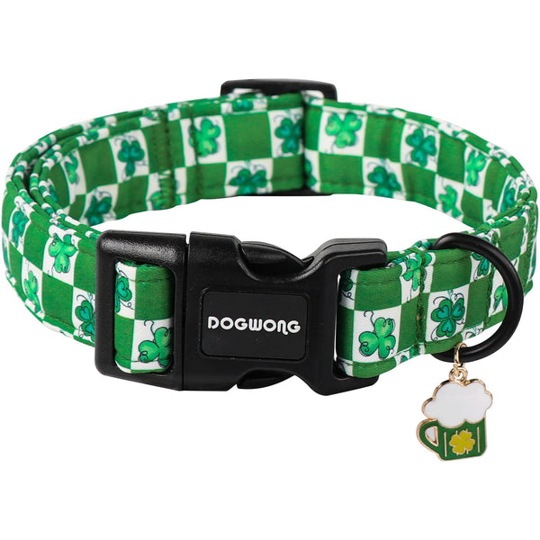 Dog Collars Adjustable St. Patrick's Day Puppy Clover Dog Collar for Small Medium Large Dogs