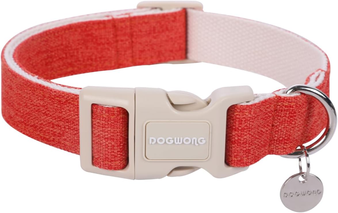 Cotton Hemp Dog Collar, Heavy-Duty Dog Collar Adjustable Soft Natural Fabric Pet Dog Collar Cute Wedding Puppy Necklace for Small Medium Large Dog