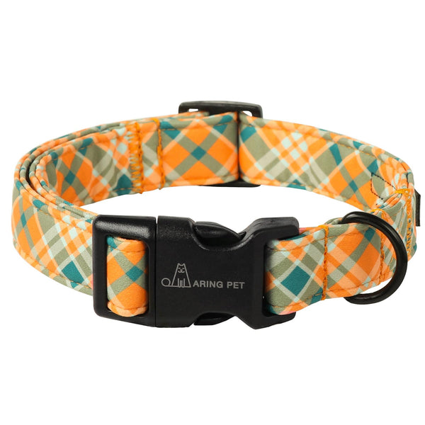 Fall Dog Collar-Cute Small Dog Collar, Adjustable Halloween Plaid Pet Collars Puppy Collar with Quick Release Buckle for Girl&Boy Dogs