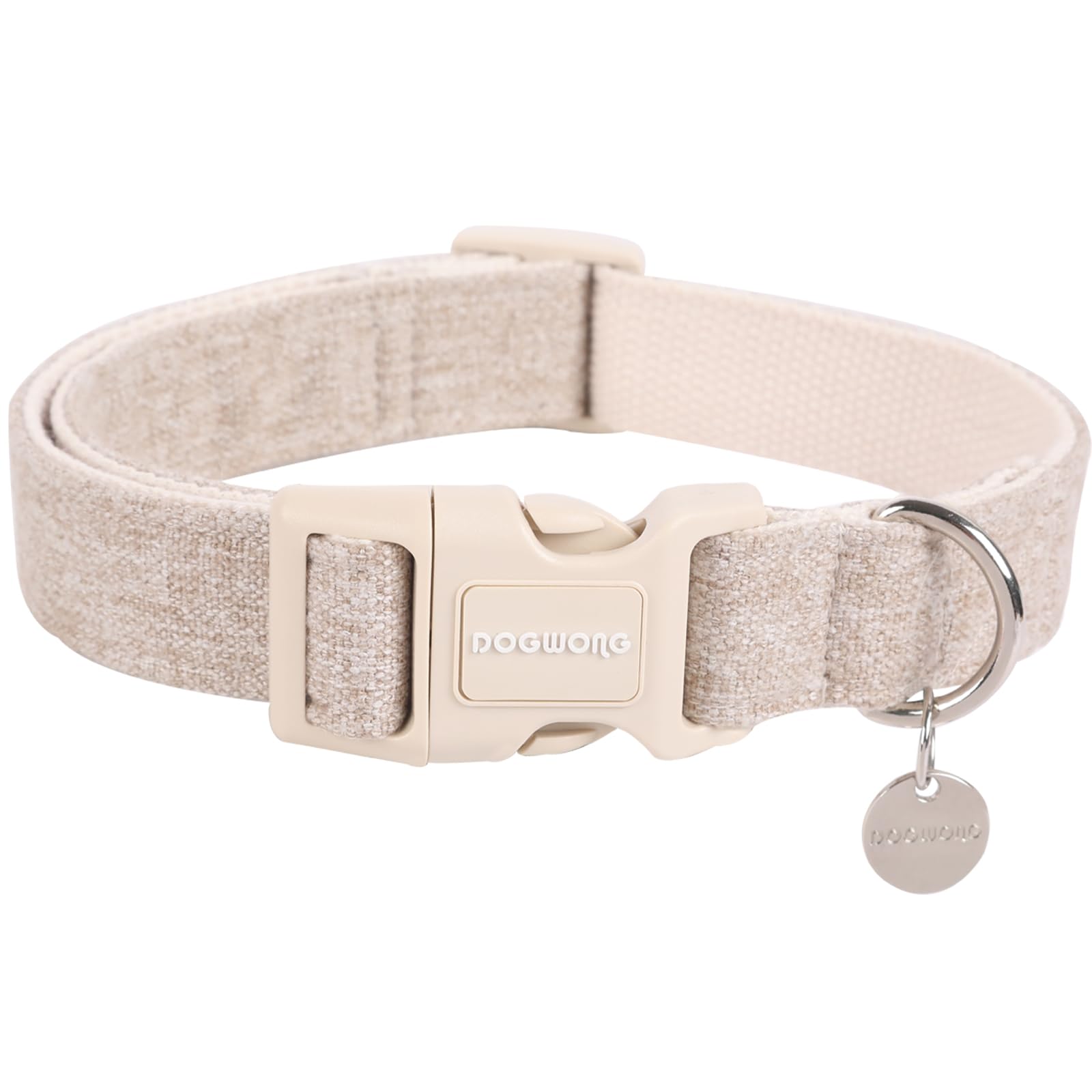 Cotton Hemp Dog Collar, Heavy-Duty Dog Collar Adjustable Soft Natural Fabric Pet Dog Collar Cute Wedding Puppy Necklace for Small Medium Large Dog