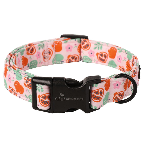 Fall Dog Collar-Cute Pink Small Dog Collar, Adjustable Pomegranate&Apple Print Pet Collars Puppy Collar with Quick Release Buckle for Girl&Boy Dogs
