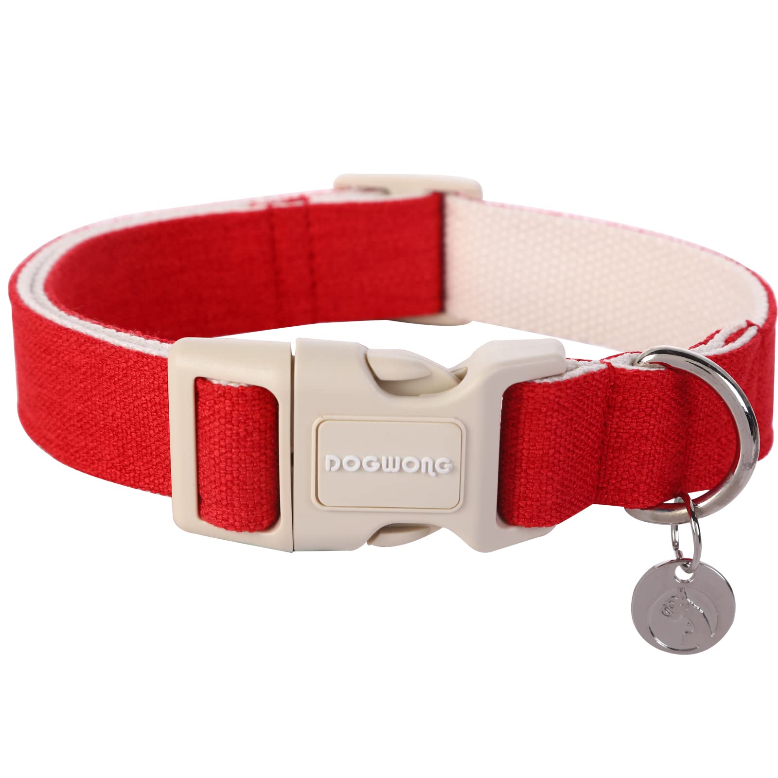 Cotton Hemp Dog Collar, Heavy-Duty Dog Collar Adjustable Soft Natural Fabric Pet Dog Collar Cute Wedding Puppy Necklace for Small Medium Large Dog