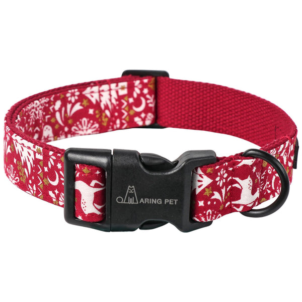 Christmas Dog Collar Cute Red Reindeer Dog Collars, Cotton Lightweight Christmas Dog Collars Puppy Collar for Small Medium Large Dogs