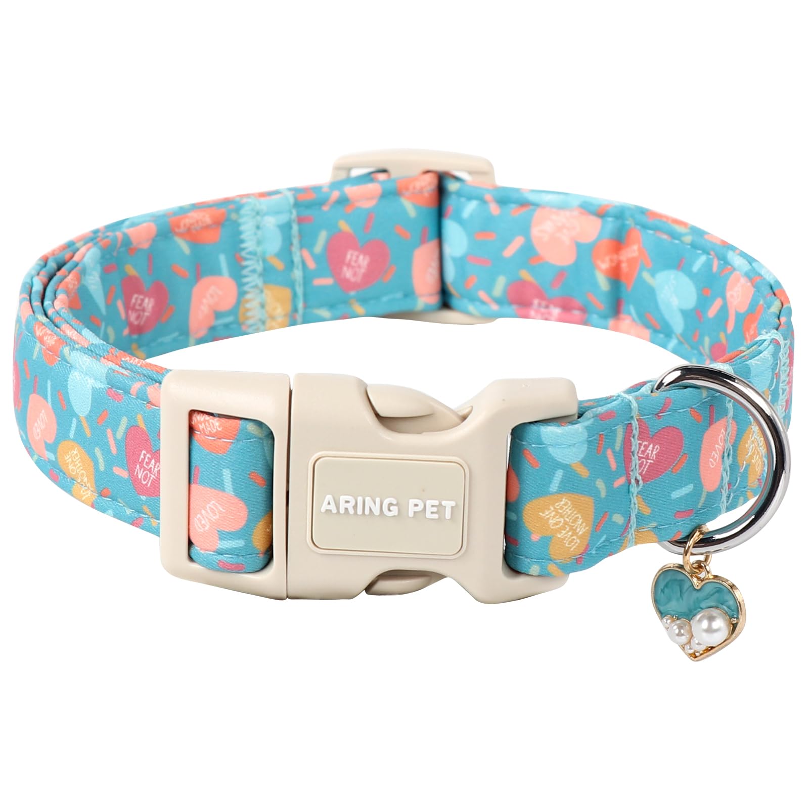 Valentine's Day Dog Collar-Cute Blue Heart Dog Collars, Adjustable Valentine Heart Pet Collars Puppy Collar with Quick Release Buckle for Girl&Boy Dogs