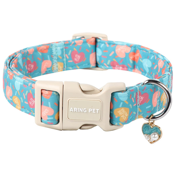 Valentine's Day Dog Collar-Cute Blue Heart Dog Collars, Adjustable Valentine Heart Pet Collars Puppy Collar with Quick Release Buckle for Girl&Boy Dogs