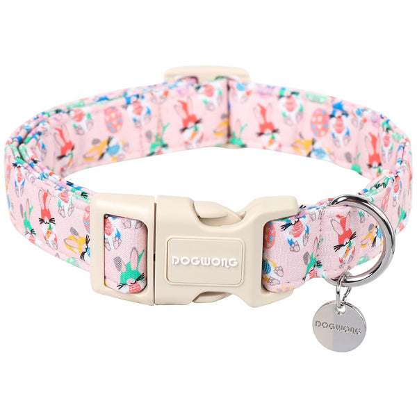 Easter Rabbit Dog Collar, Colorful Egg Dog Collar Soft Durable Adjustable Comfortable Cute Easter Puppy Collar for Small Medium Large Dog