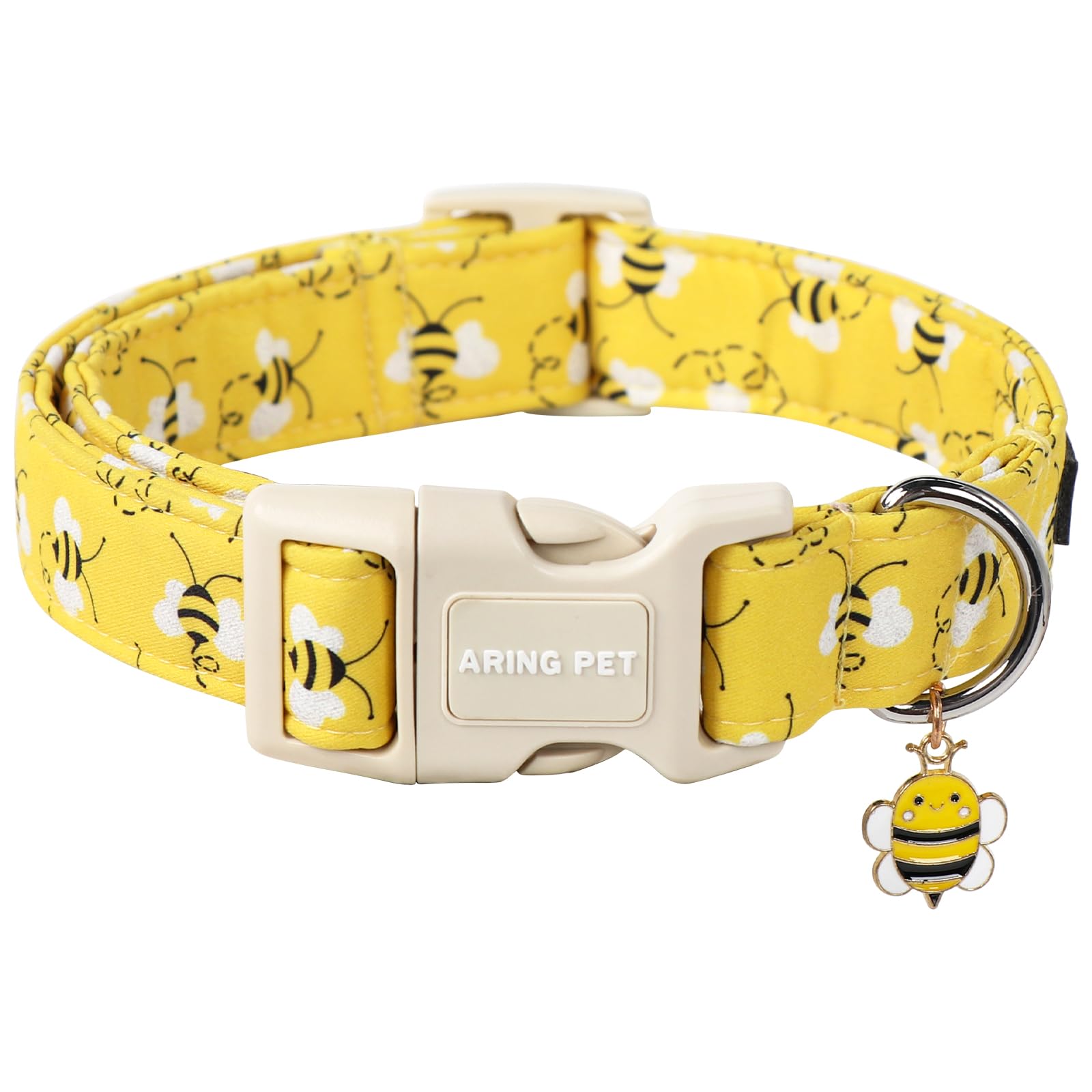Bees Dog Collar-Cute Dog Collar for Small Dogs, Adjustable Yellow Bees Print Pet Collars Puppy Collar for Small Medium Large Dogs
