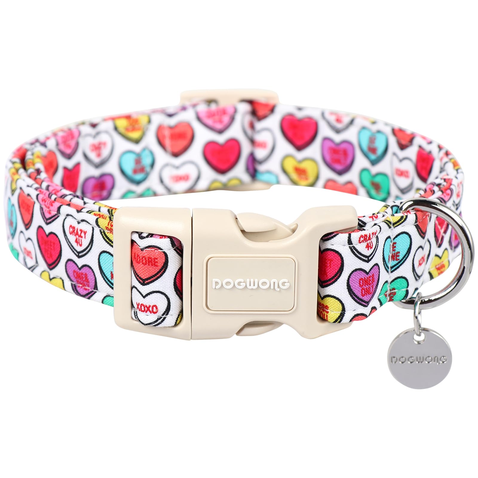 Valentine's Day Dog Collar, Adjustable Durable Heart Candy Dog Collar Cute Dog Collar for Small Medium Largr Dogs