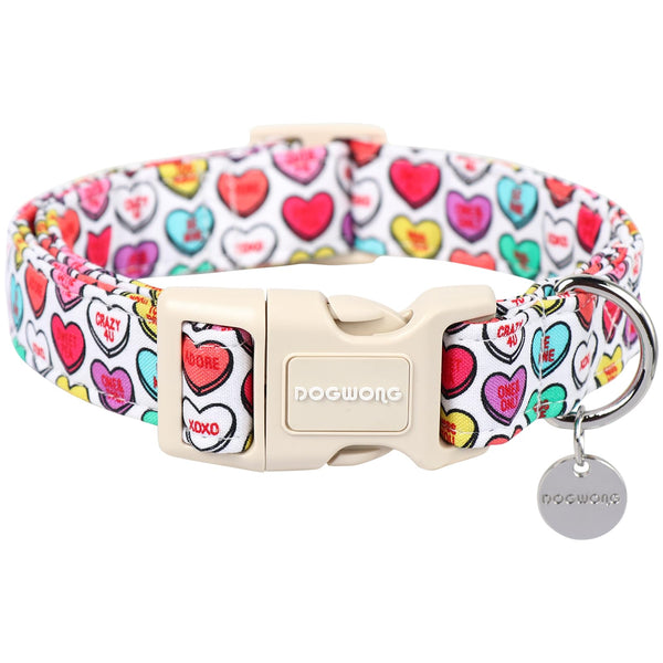 Valentine's Day Dog Collar, Adjustable Durable Heart Candy Dog Collar Cute Dog Collar for Small Medium Largr Dogs