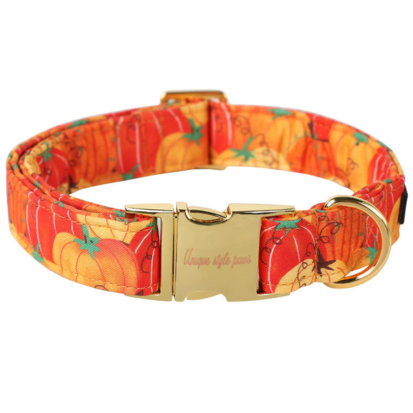 Halloween Dog Collar Metal Buckle Orange Pumpkin Collar Gift Durable Cute Collar for Small Medium Large Boys Girls Dogs