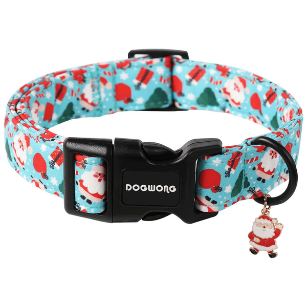 Christmas Santa Dog Collar- Cute Blue Christmas Dog Collars Adjustable Designer Christmas Penguin Dog Collar for Small Medium Large Dogs