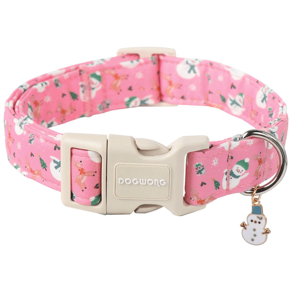 Christmas Snowman Dog Collar- Cute Designer Christmas Blue Dog Collars Adjustable Christmas Deer Dog Collar for Small Medium Large Dogs