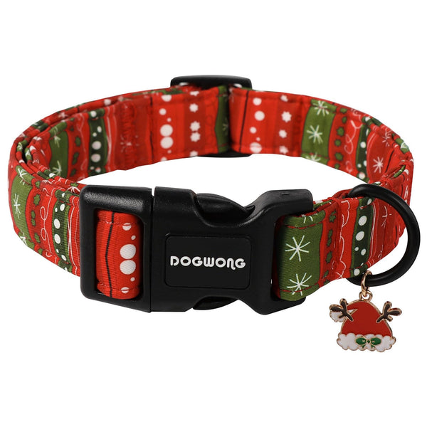 Christmas Dog Collar- Cute Red Christmas Strip Dog Collars Adjustable Designer Christmas Dog Collar for Small Medium Large Dogs