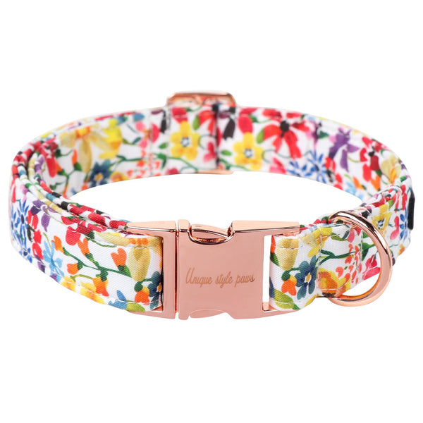 Dog Collar Metal Buckle Colorful Flower Collar Gift Durable Cute Collar for Small Medium Large Boys Girls Dogs