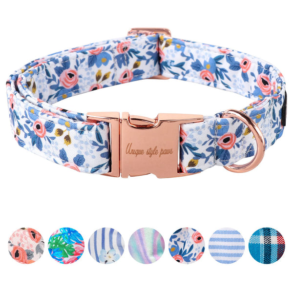 Dog Collar Metal Buckle Red Rose Collar Flower Gift Durable Cute Collar for Small Medium Large Boys Girls Dogs