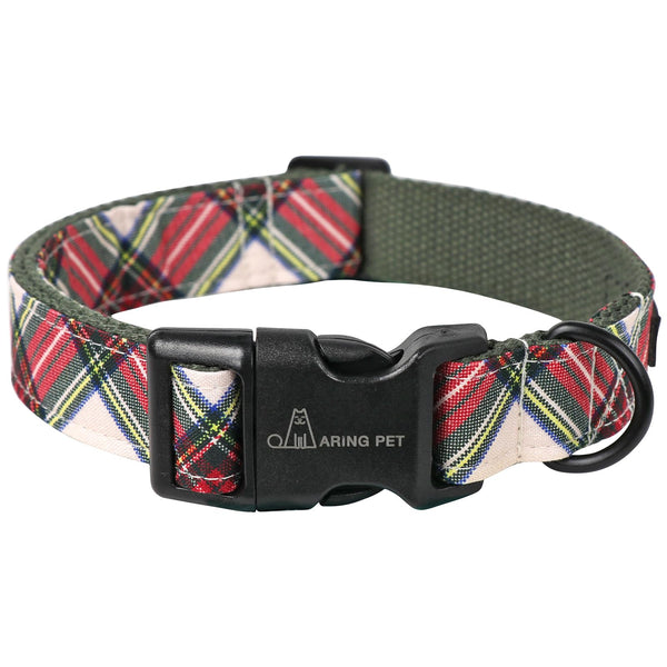 Christmas Dog Collar Cute Plaid Dog Collar, Cotton Lightweight Christmas Small Dog Collars Puppy Collar for Small Medium Large Dogs