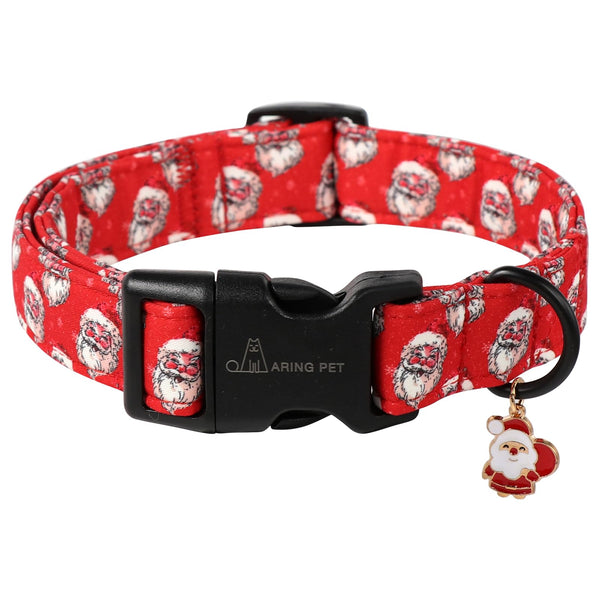 Christmas Dog Collar-Cute Red Santa Claus Dog Collars, Adjustable Christmas Pet Collars Puppy Collar with Quick Release Buckle for Girl&Boy Dogs