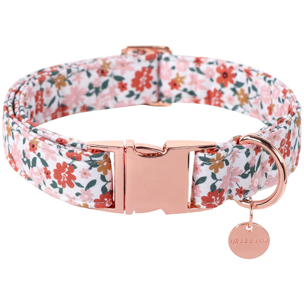 Dog Collar for Summer,Little Flower Dog Collar,Cotton Puppy Collar with Adjustable Buckle for Small,Medium,Large Girl Boy Dog