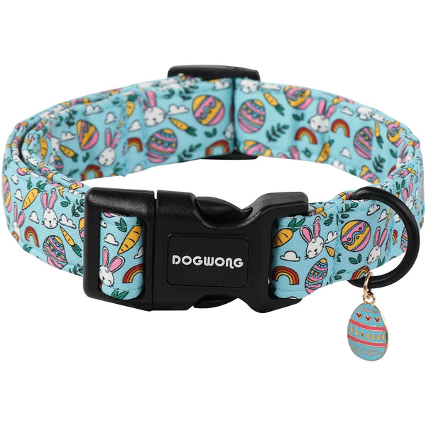 Easter Dog Collar- Cute Blue Babbit Egg Dog Collars Adjustable Designer Easter Day Puppy Heart Dog Collar for Small Medium Large Dogs