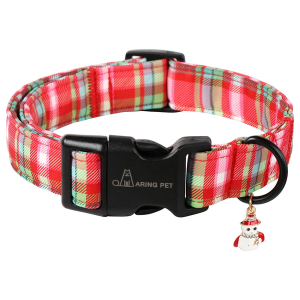 Christmas Dog Collar-Cute Red Green Plaid Dog Collars, Adjustable Christmas Pet Collars Puppy Collar with Quick Release Buckle for Girl&Boy Dogs
